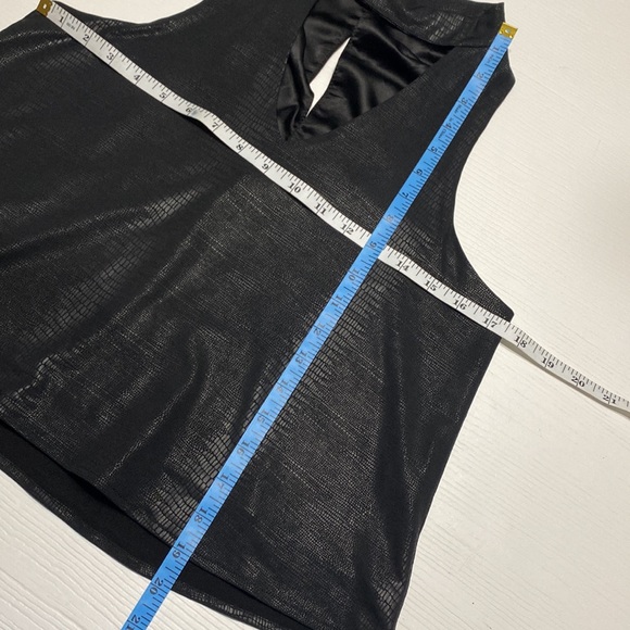 Olivaceous • Black Faux Leather Snakeskin Print High Neck Keyhole Tank - Picture 12 of 12